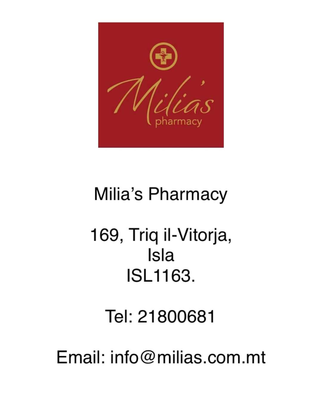 Milia’s Pharmacy Isla