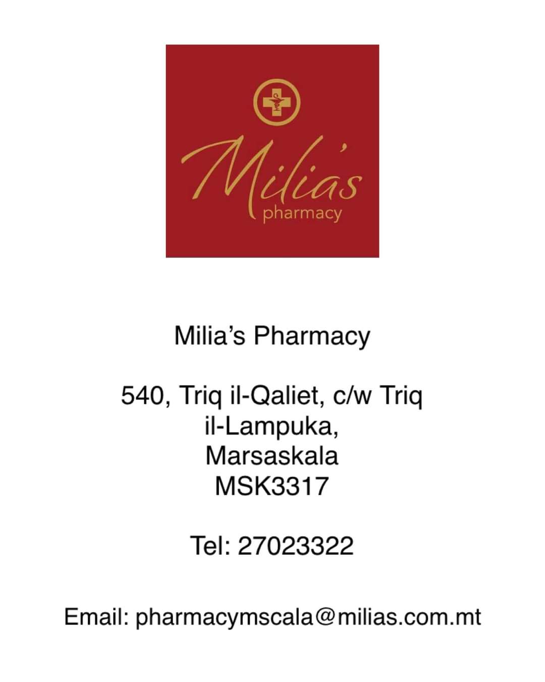 Milia’s Pharmacy Marsaskala